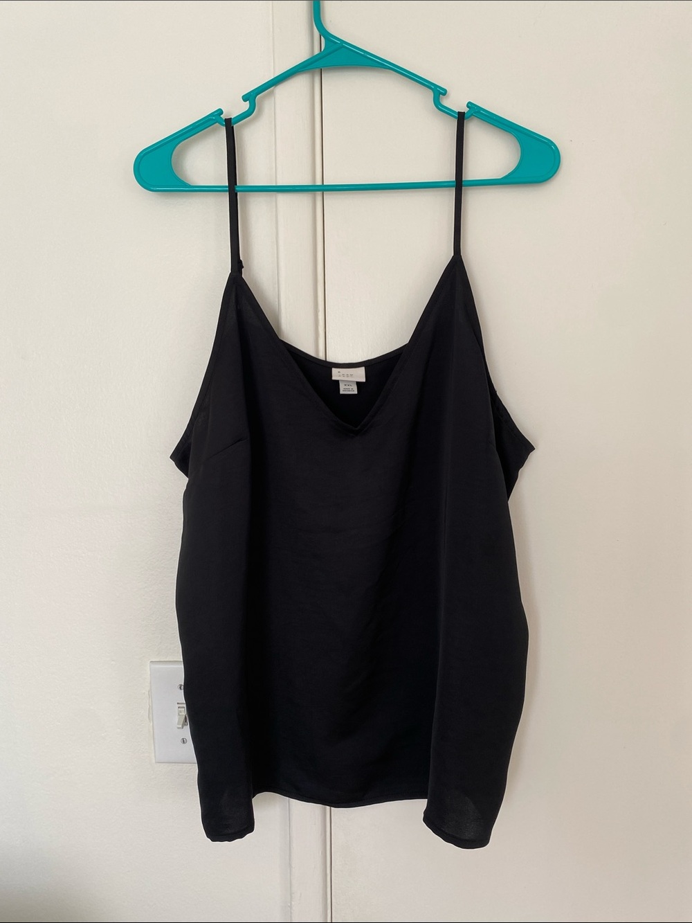 a new day Black Satin V-Neck Spaghetti Strap Camisole